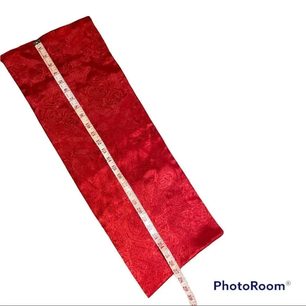 Vintage Red Paisley scarf woolly on one side, silky self patterned on the other